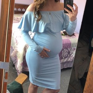 Long sleeve off the shoulder maternity dress